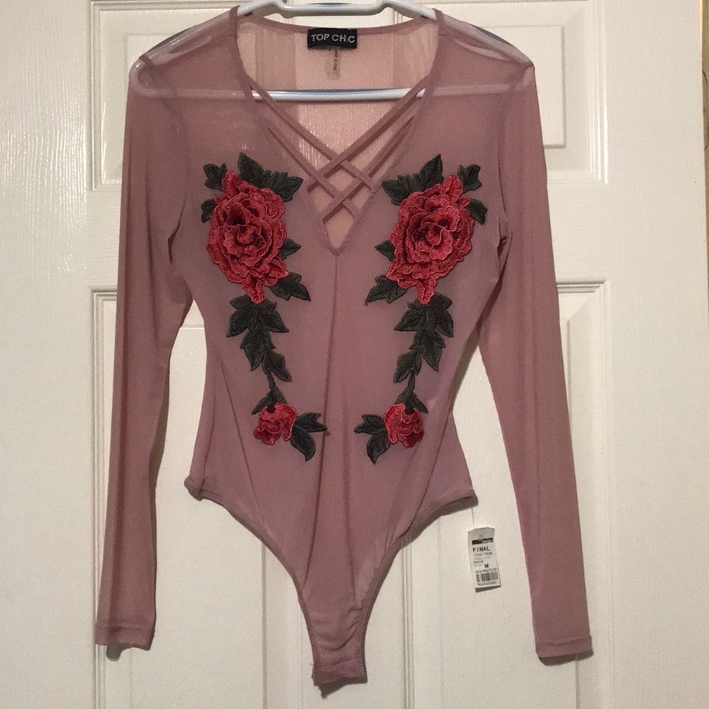 Bodysuit long sleeve blouse, floral